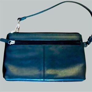 EMBOSSED Genuine Leather RFID Blocking Wristlet Detachable Strap NWOT